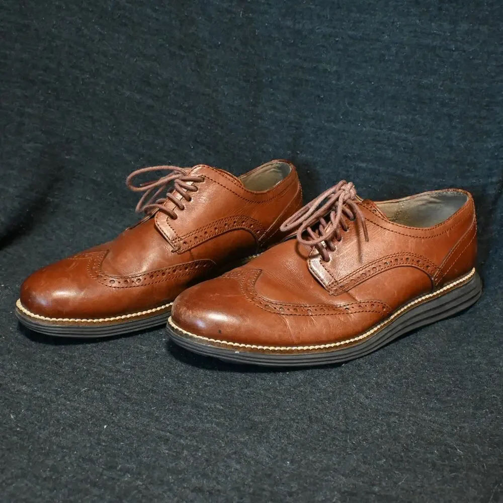 Cole Haan Men's 7W Original Grand Wingtip Brown Leather Oxford Dress Shoes